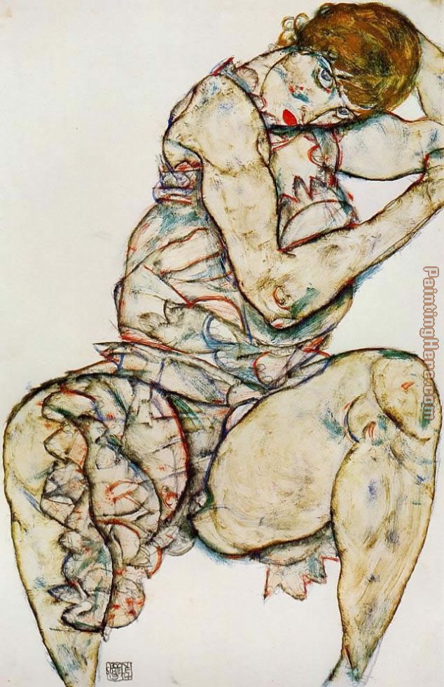 Egon Schiele Seated Woman with Her Left Hand in Her Hair